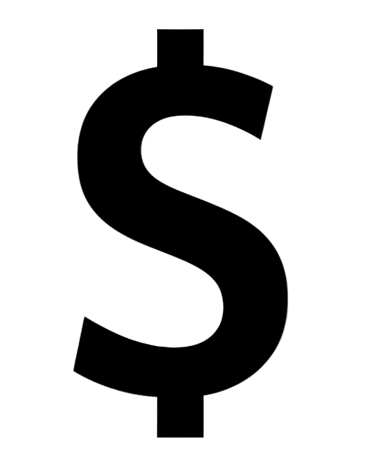 no background just an isolated black dollar sign 
